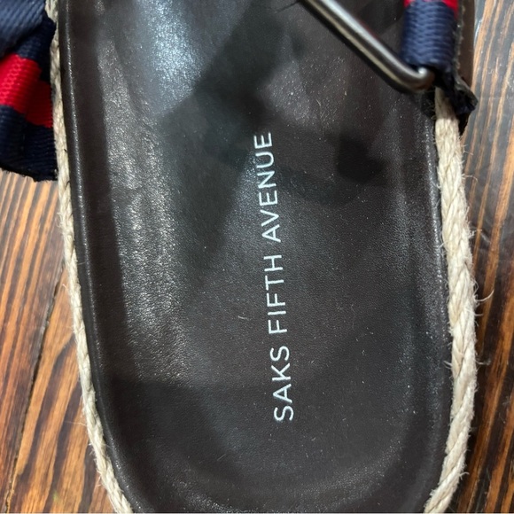 SAKS FIFTH AVENUE Fabian Webbing-Strap Raffia Sandals Men Sz 11.5 - Picture 4 of 6